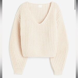 H&M Rib-Knit Cream Jumper/Sweater Size XS